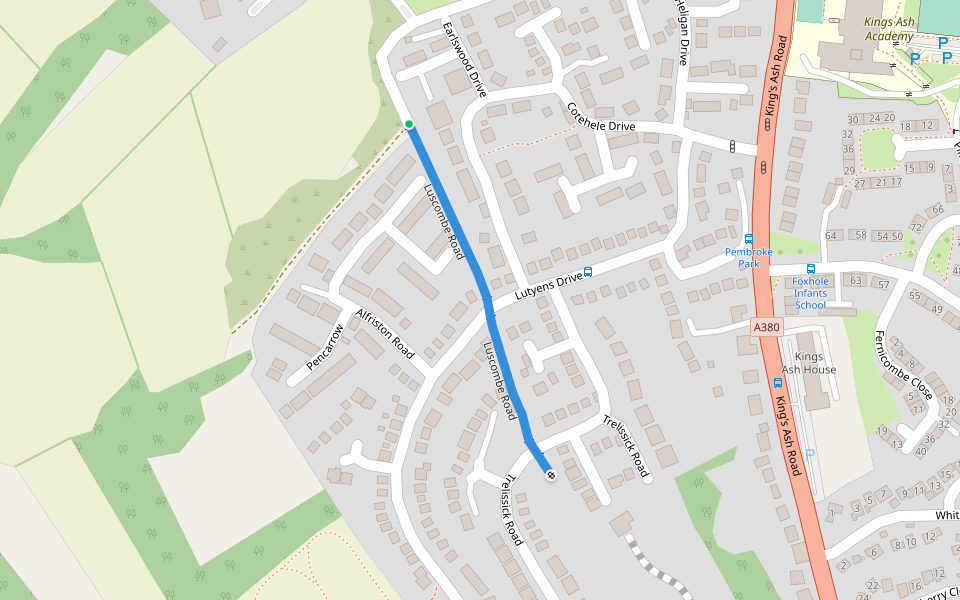 Luscombe Road walking route map in Paignton