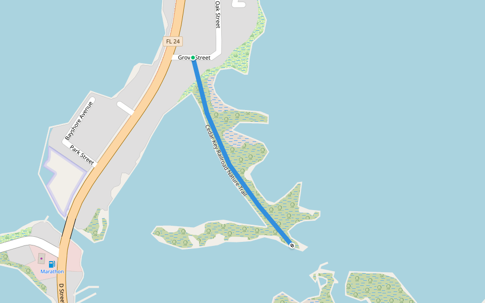 Cedar Key Railroad Nature Trail walking route map in Cedar Key