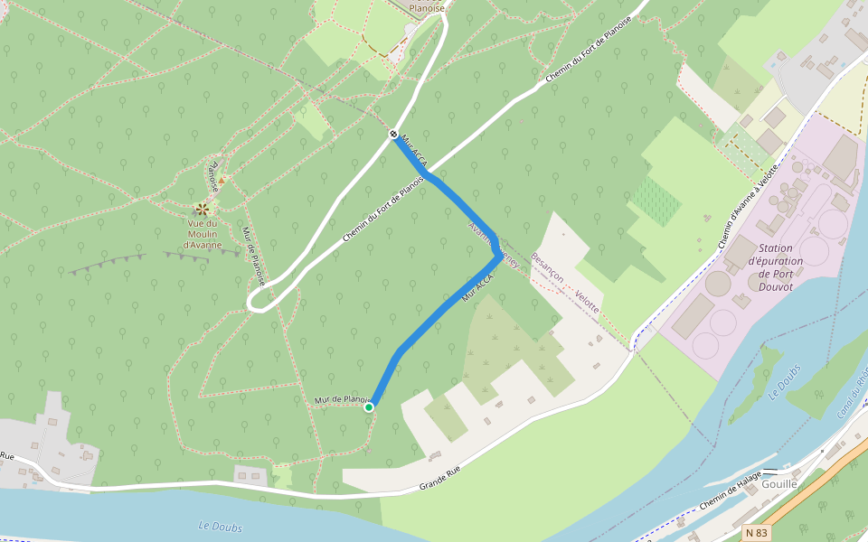 Mur ACCA walking route map in Avanne-Aveney