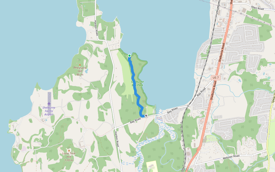Walking trail walking route map in Shelburne