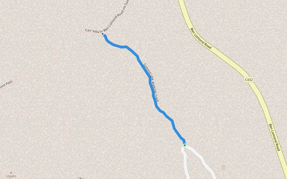 Summit Link Walking Track walking route map in Ben Lomond
