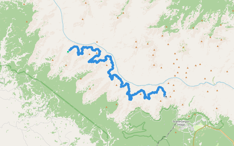 West Tonto Trail walking route map in Grand Canyon Village