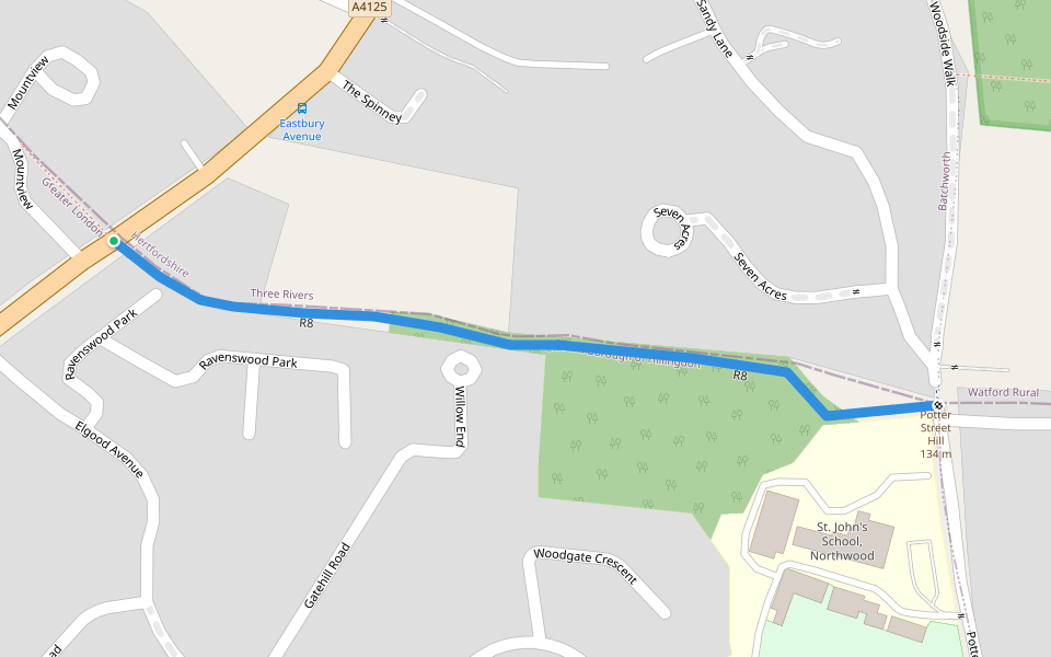 R8 walking route map in Northwood