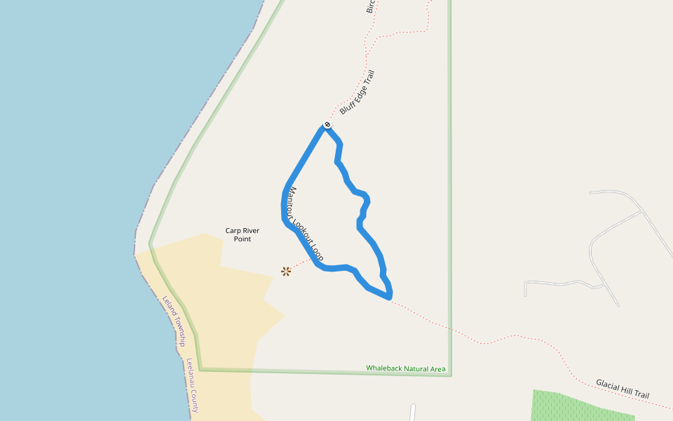Manitout Lookout Loop walking route map in Leland