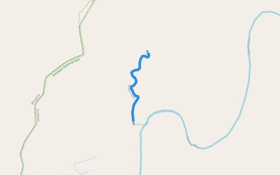 Ooline Creek walking route map in Mingoola