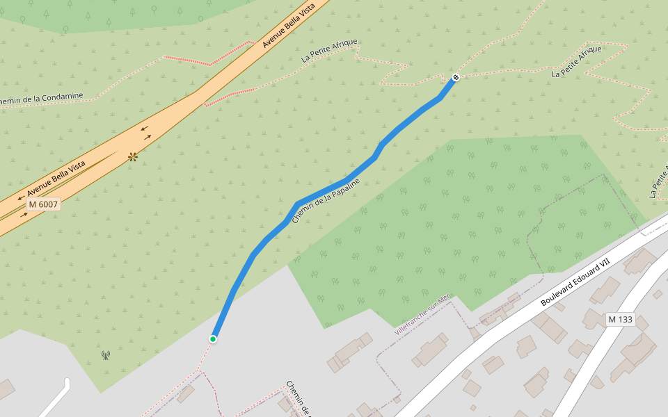 Chemin de la Papaline walking route map in Beaulieu-sur-Mer