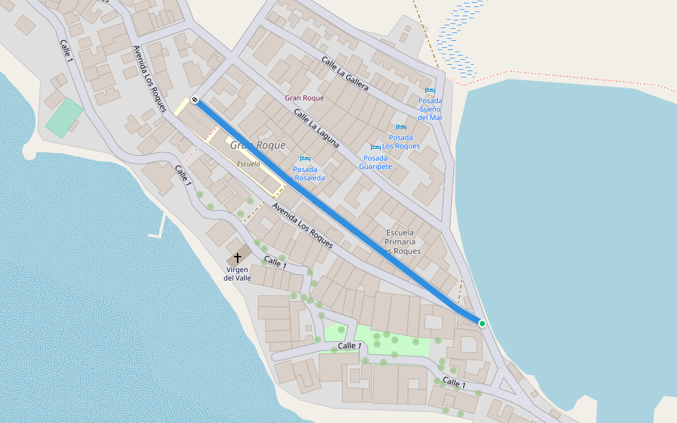 Calle Las Flores walking route map in Gran Roque