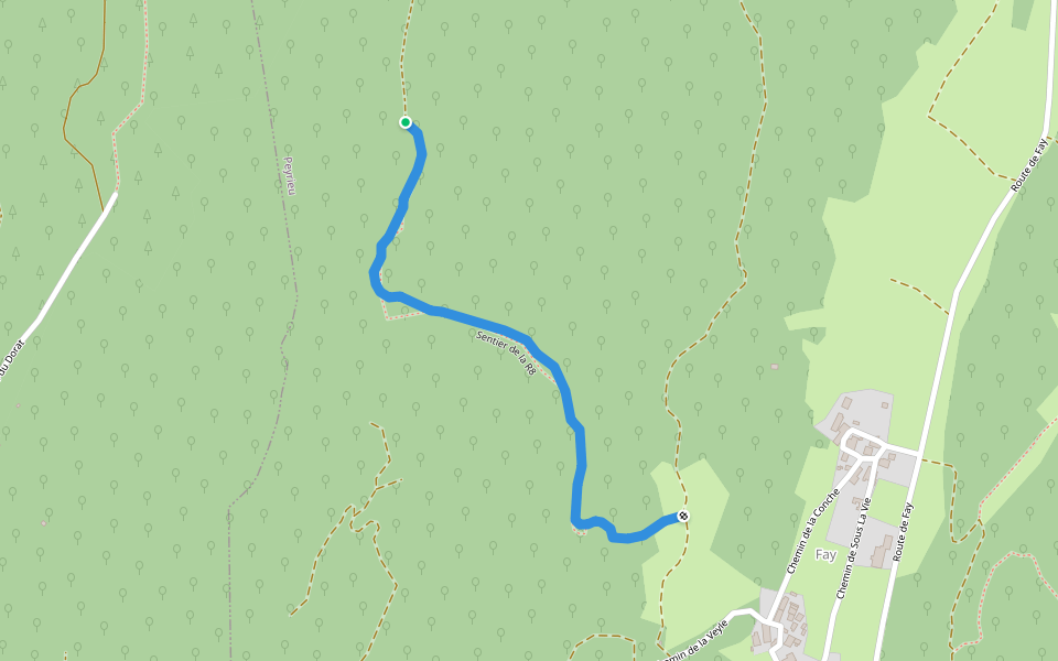 Sentier de la R8 walking route map in Peyrieu