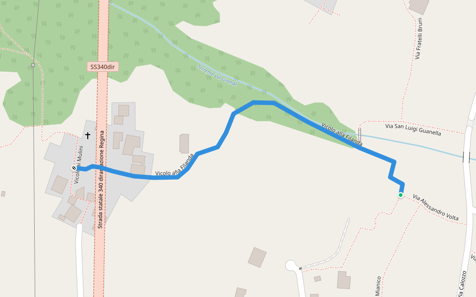 Vicolo alla Filanda walking route map in Calozzo