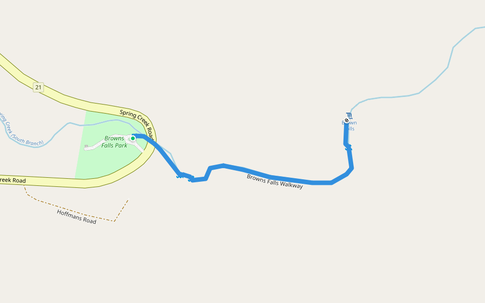 Browns Falls Walkway walking route map in Killarney