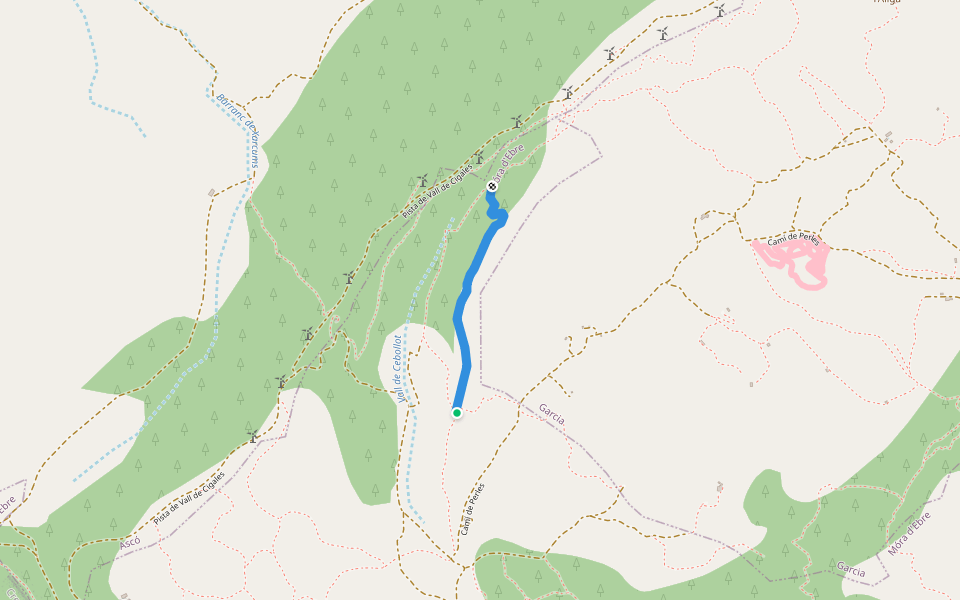 Cresta del cebollot walking route map in Móra d'Ebre