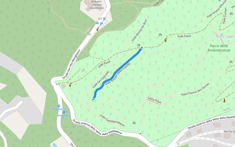 Viale Trincea delle Frasche walking route map in Turin