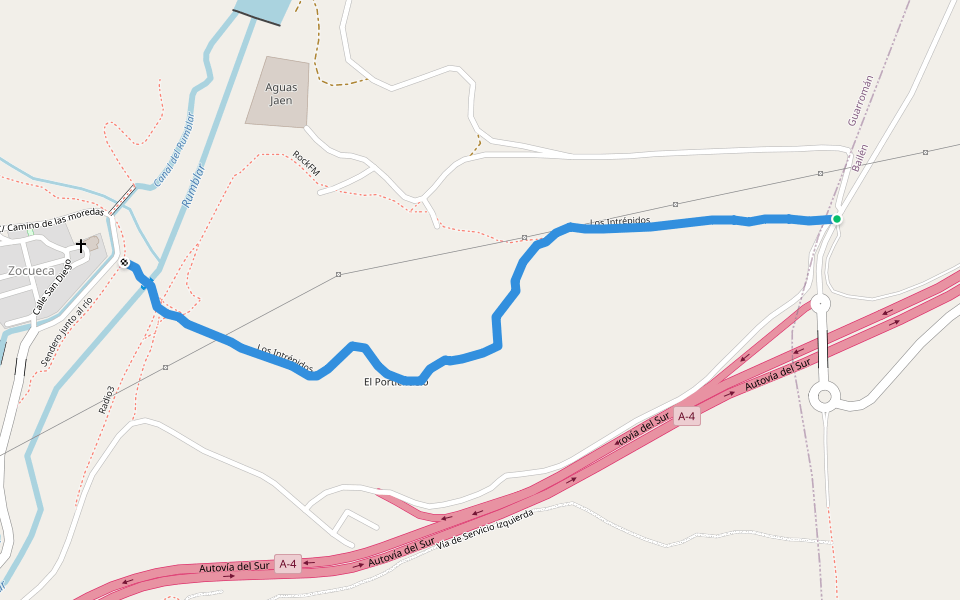 Los Intrépidos walking route map in Bailén