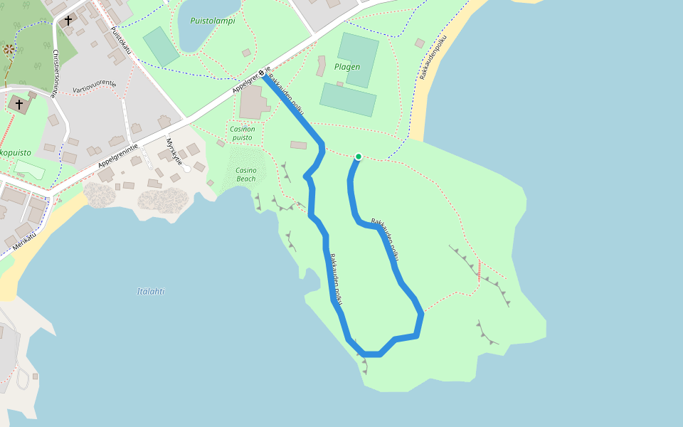 Rakkauden polku walking route map in Hanko