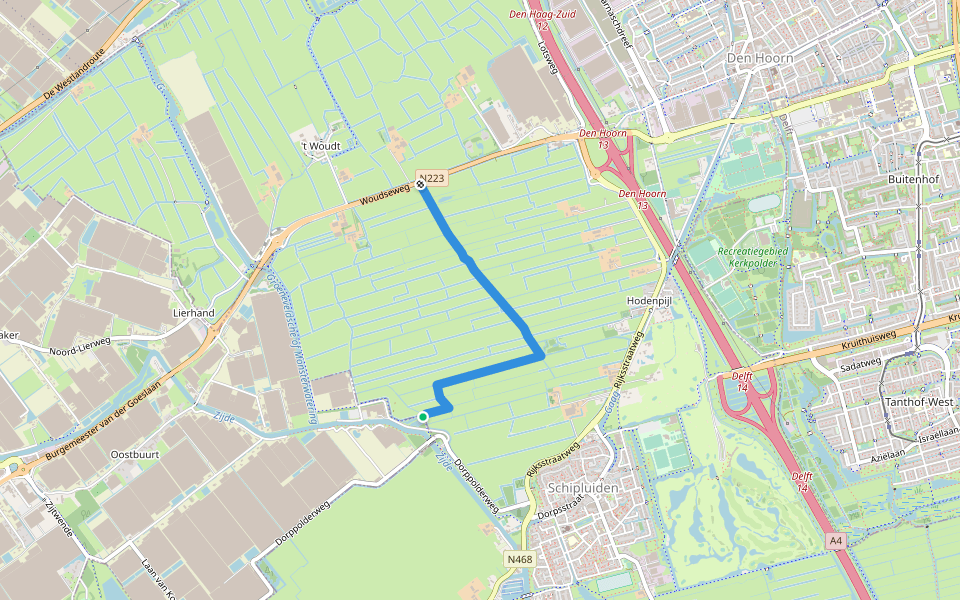 Voddijkpad walking route map in De Lier