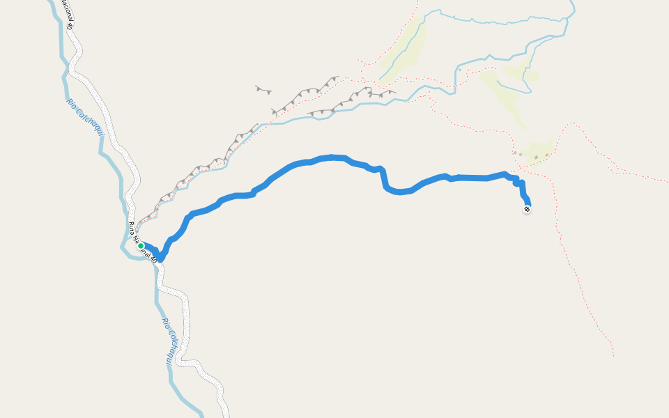 Camino del Inca sección 5 walking route map in Pueblo Viejo