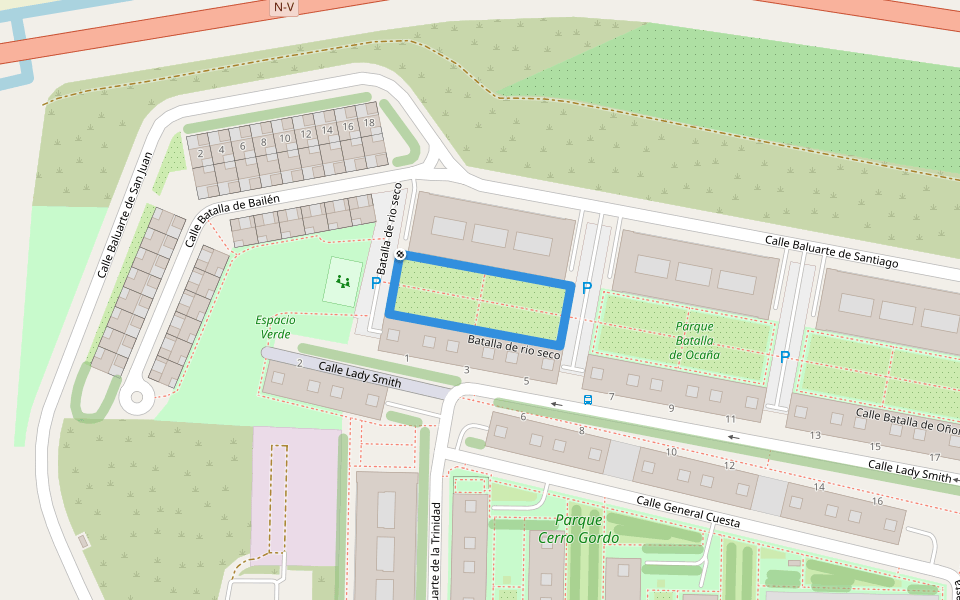 Batalla de rio seco walking route map in Cerro Gordo