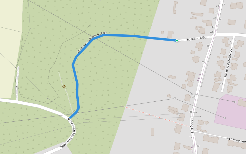Chemin de la Ruelle du Crôt walking route map in Paron
