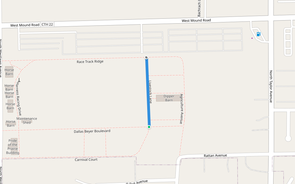 Livestock Lane walking route map in Decatur