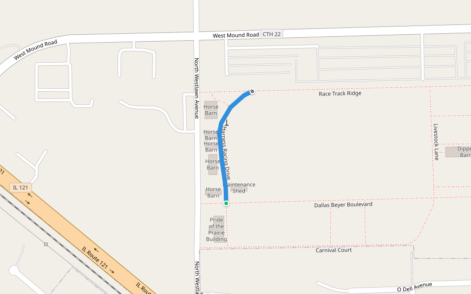 Harness Racing Drive walking route map in Decatur
