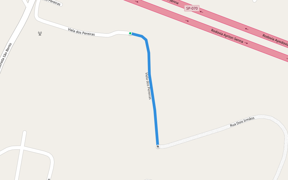 Viela dos Pereiras walking route map in Itaquaquecetuba