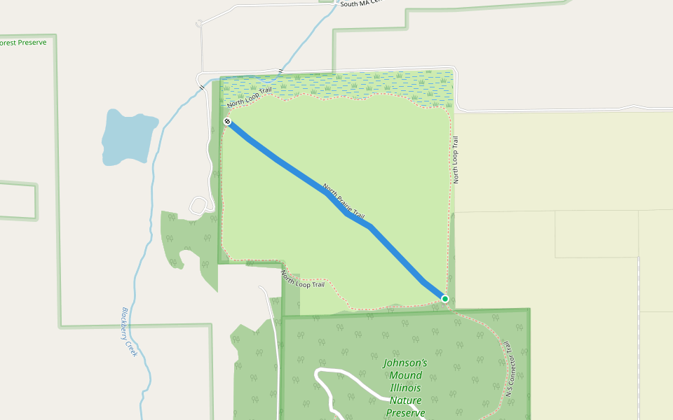 North Prairie Trail walking route map in Elburn