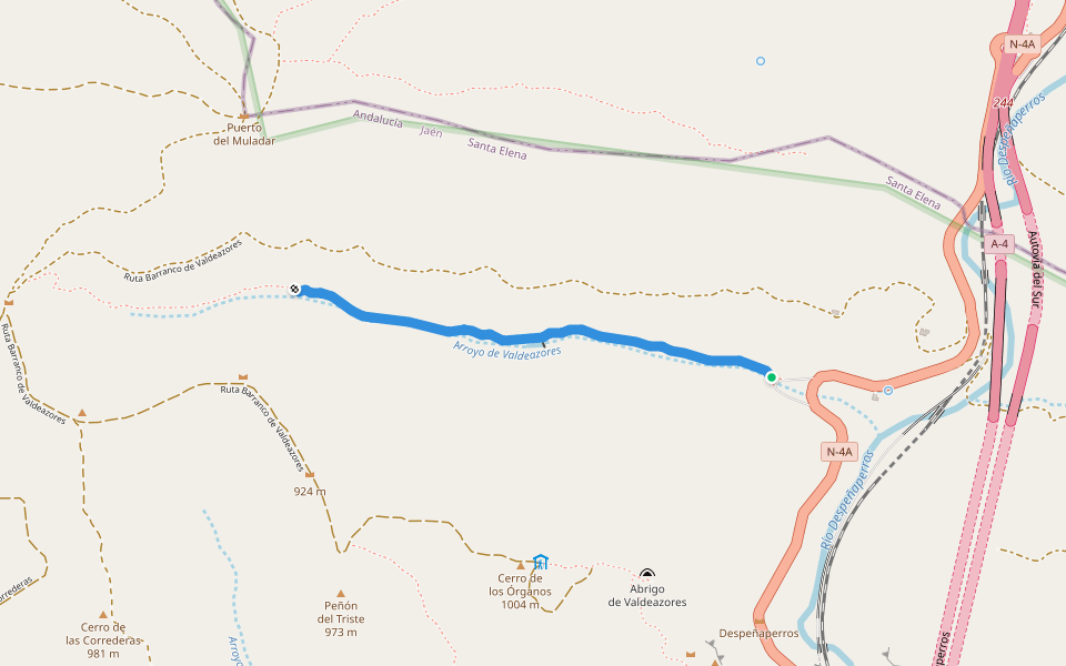 Sendero Castañar de Valdeazores walking route map in Santa Elena