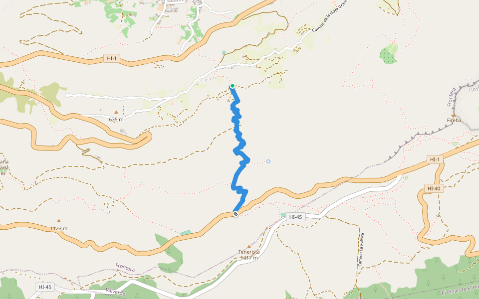 Camino del Salvador walking route map in Frontera