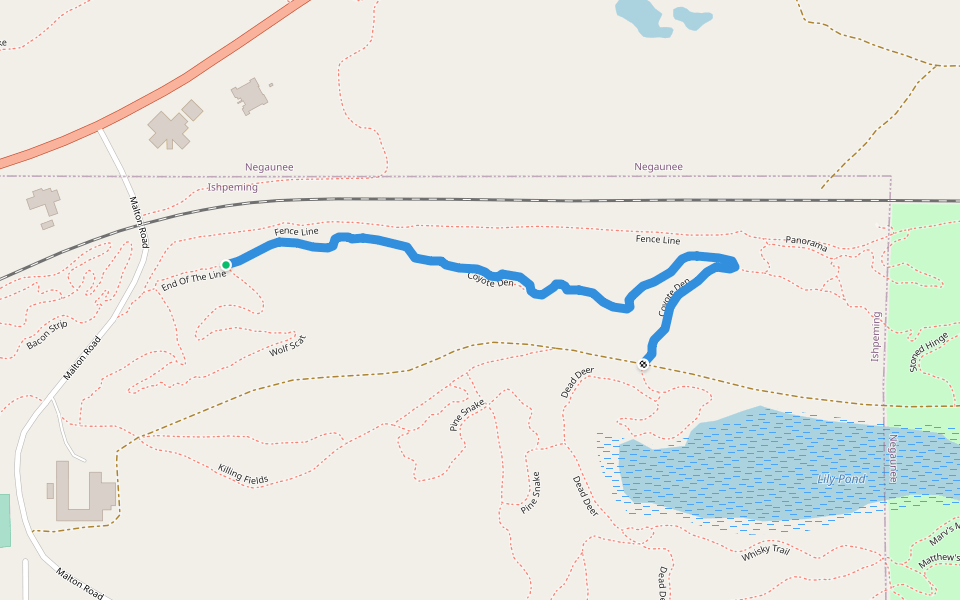 Coyote Den walking route map in Negaunee