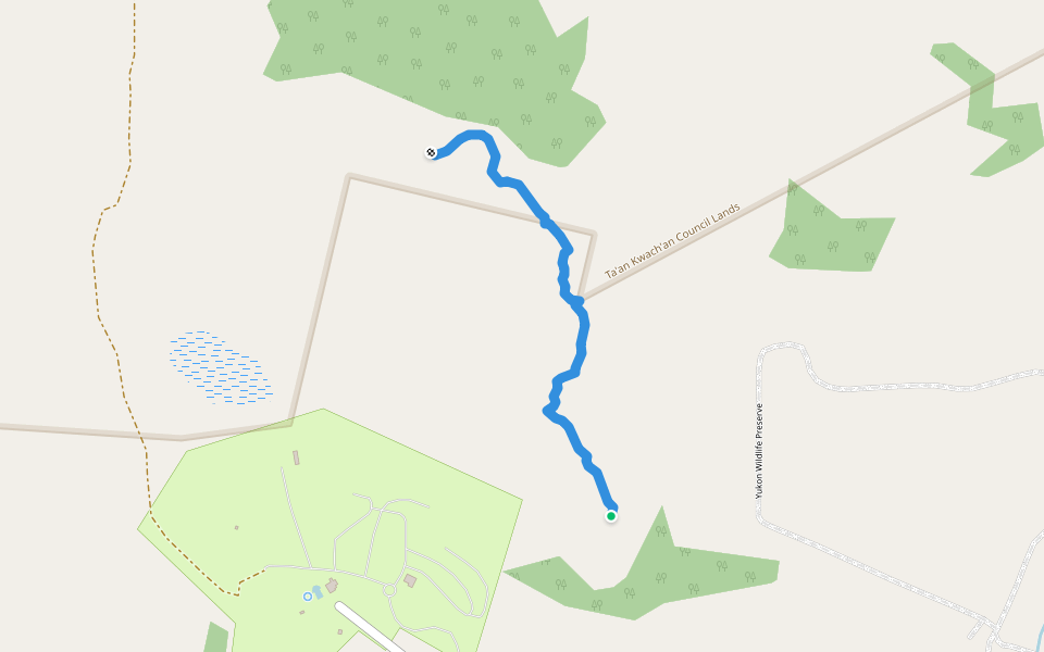 Hilltop Trail walking route map in Marsh Lake
