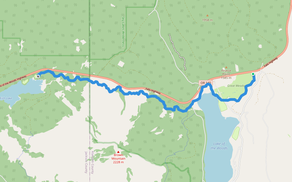 High Lakes Trail #6200 walking route map in Klamath Falls