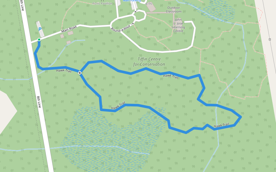 Hawk Trail walking route map in Utopia