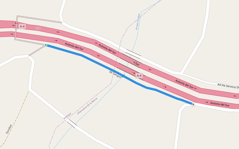 Mi Sangre walking route map in Villanueva de la Reina