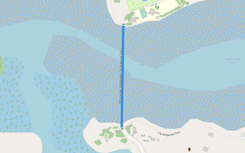 Whananaki Footbridge walking route map in Whananaki