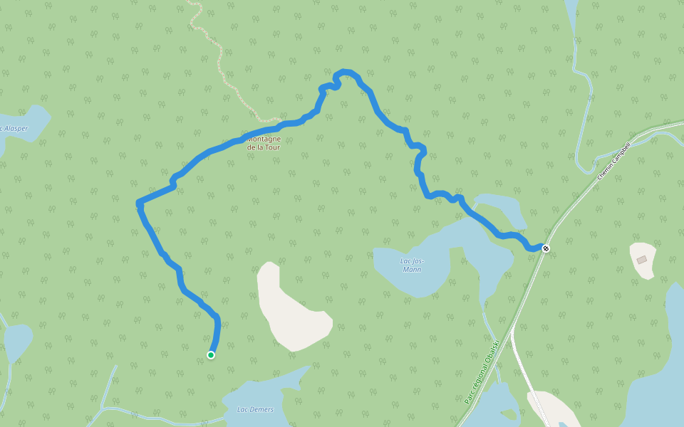Chemin historique minier walking route map in Chibougamau