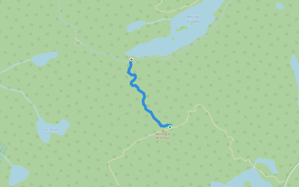 Sentier rustique du Mont Hélios walking route map in Chibougamau