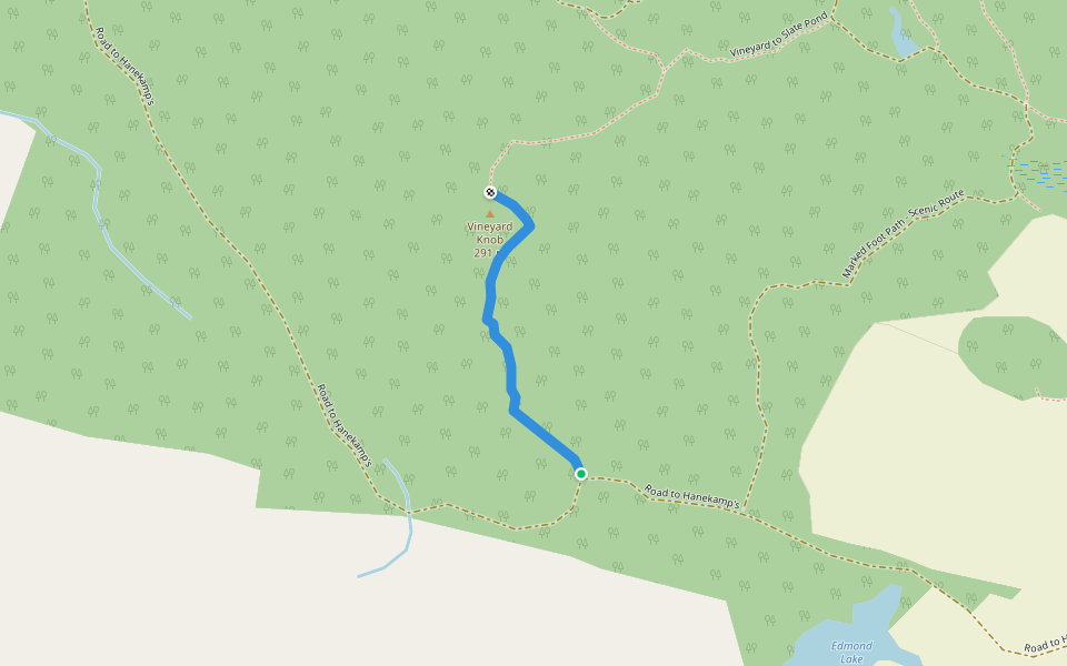 Main Path to Vinyard Knob walking route map in New Haven