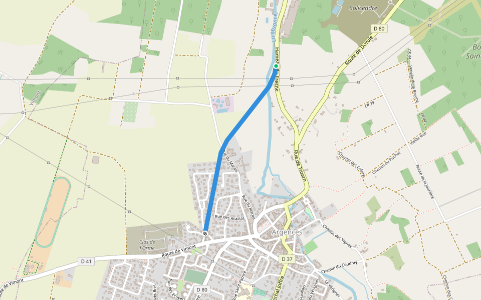 Embranchement d'Argences walking route map in Argences