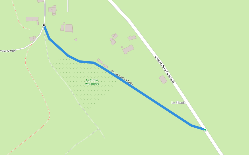 Du Sibadal à Féniès walking route map in Terre-de-Bancalié