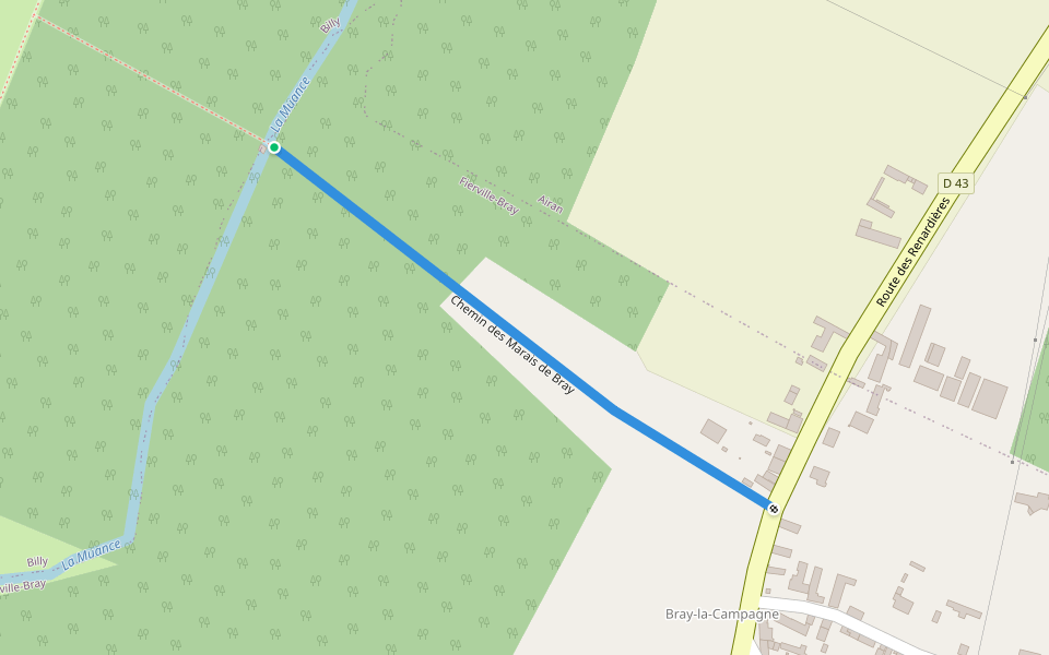 Chemin des Marais de Bray walking route map in Valambray