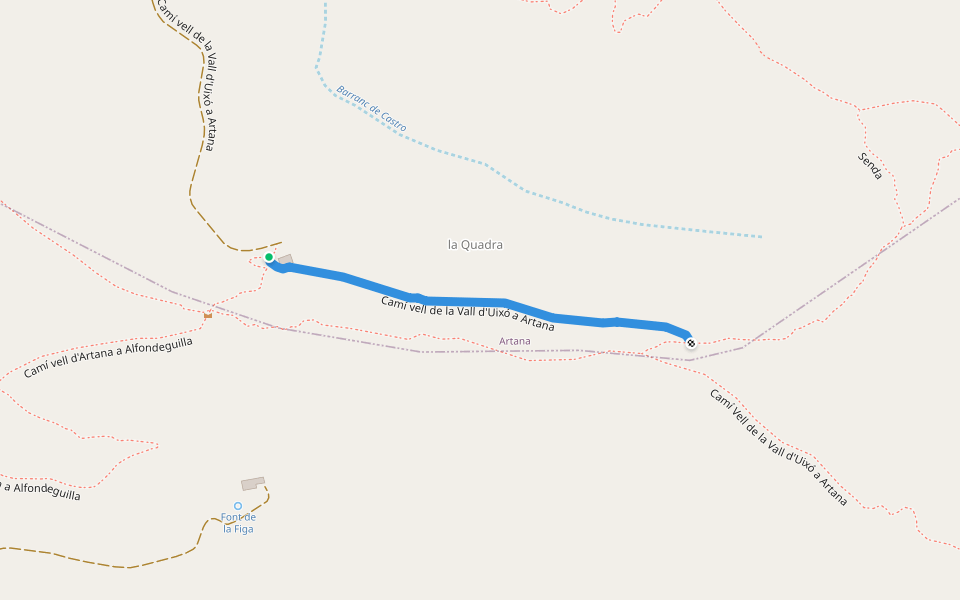 Camí vell de la Vall d'Uixó a Artana walking route map in La Vall d'Uixó