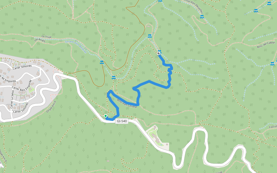 Bosc d'en Cendra walking route map in Bescanó