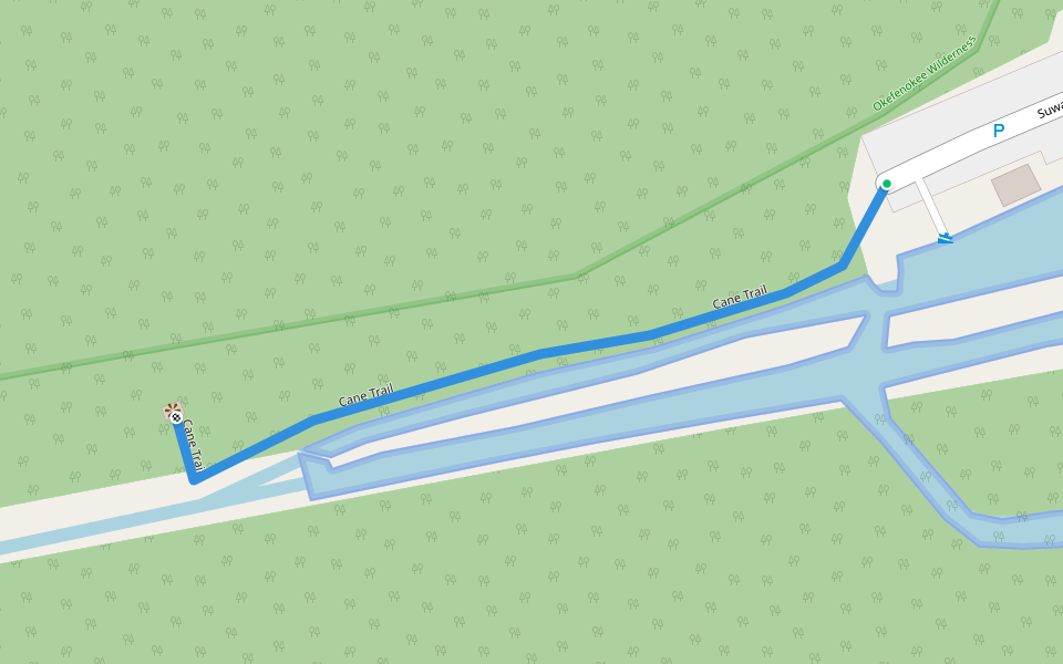 Cane Trail walking route map in Folkston
