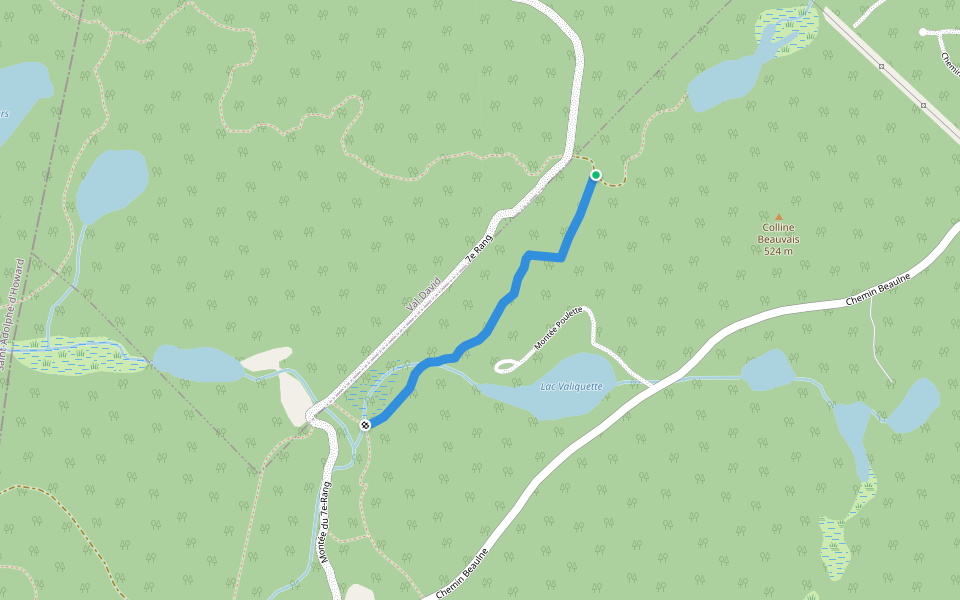 Western / Fleur-de-Lys walking route map in Val-David