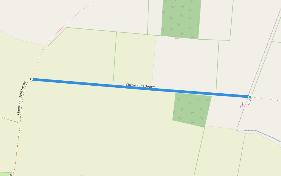 Chemin des Douets walking route map in Mézidon Vallée d'Auge