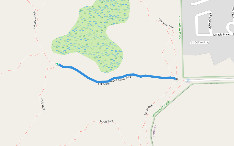 Lakeview Trail & Scrub Trail walking route map in Babson Park