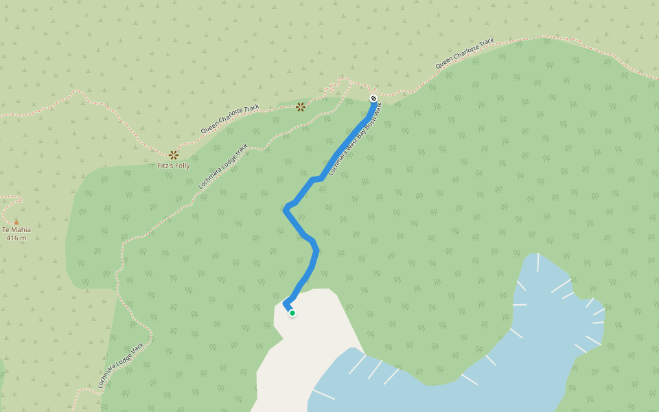 Lochmara West Bay Bush Walk walking route map in Lochmara Bay