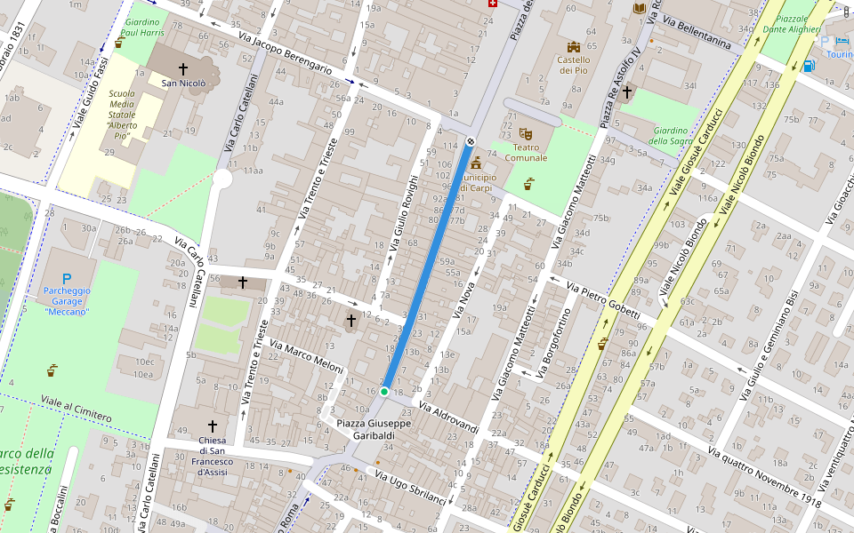 Corso Alberto Pio walking route map in Carpi