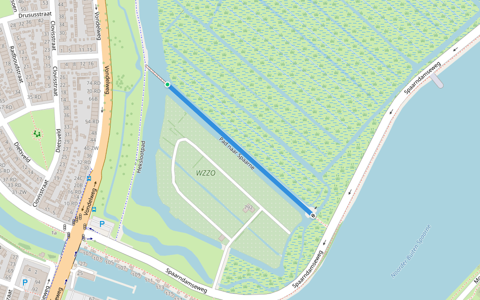 Pad naar Spaarne walking route map in Haarlem