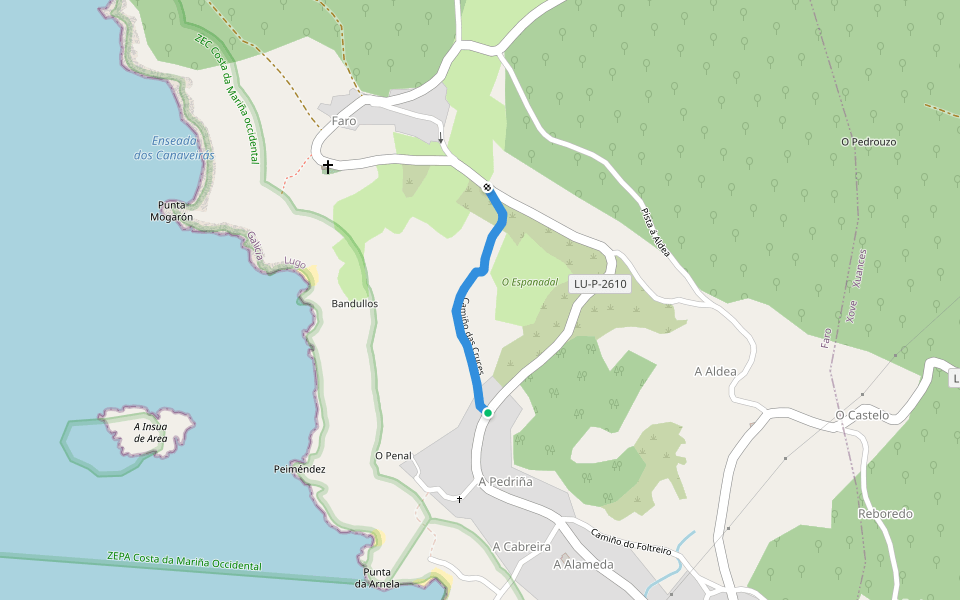 Camiño real walking route map in Viveiro